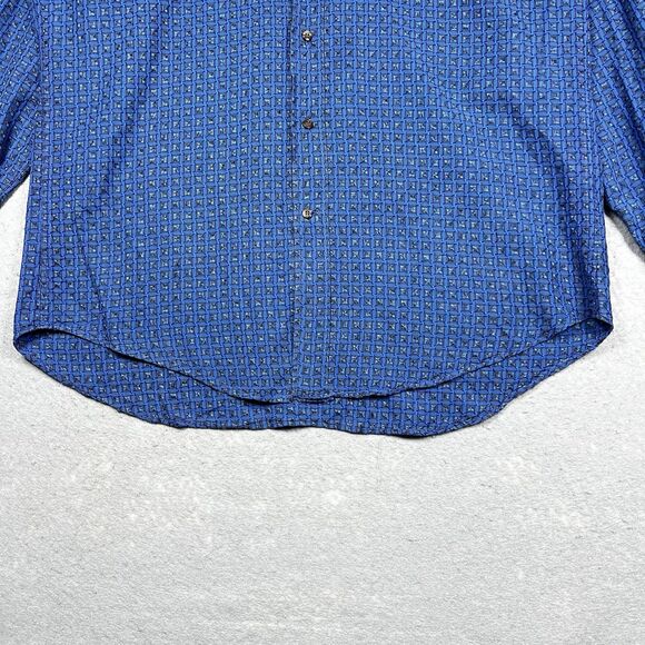 Etro Milano Button Down Shirt Mens Size 42 Blue Long Sleeve Made In Italy - Picture 3 of 10
